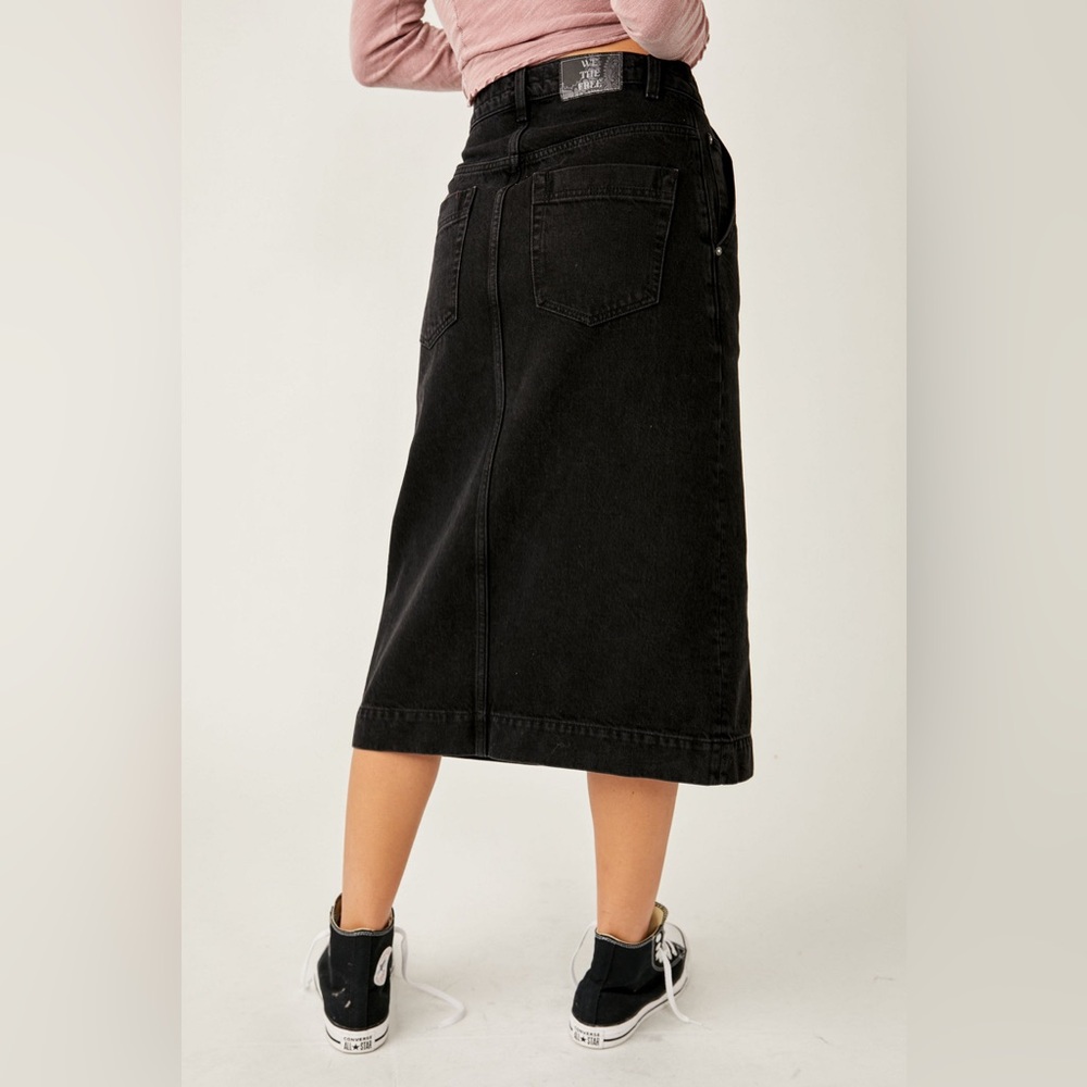 Free People - We The Free - Wild Roses Midi Skirt Black - Size 27 - Picture 3 of 10